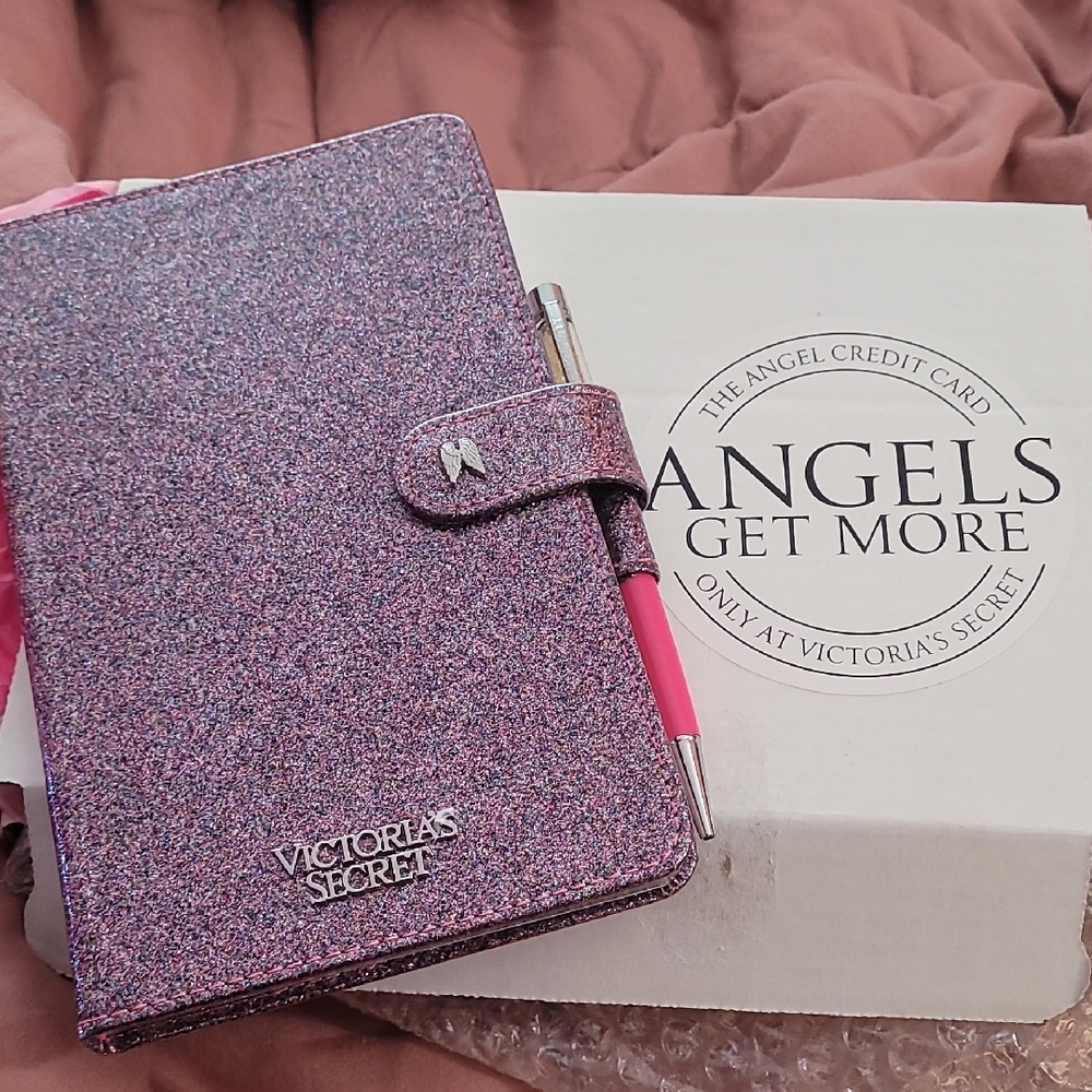 Victoria's Secret Pink Glitter Notebook with Matching Pen